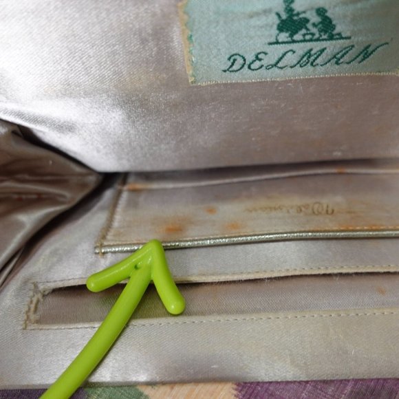 VINTAGE Floral Clutch Purple Neutral Purse Rhinestone Casual‎ Retro 90s Waldman - Picture 14 of 16